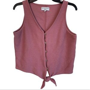 Madewell Texture & Thread Button-Front Tie Tank Top Size Medium Mauve Cropped